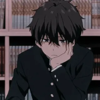 😐 Anime, Chico, Uniforme escolar, Nebuloso, Melancolía, Adolescente telegram sticker