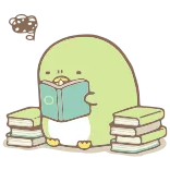 🤯 企鹅, 阅读, 书, 可爱, 动物 telegram sticker