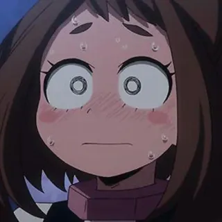 😳 Ochaco Uraraka My Hero Academia anime, ochaco uraraka, my hero academia, scared, sweat, worried telegram sticker