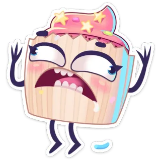 😫 纸杯蛋糕, 卡通, 食物, 甜点, 搞笑, 甜的 telegram sticker