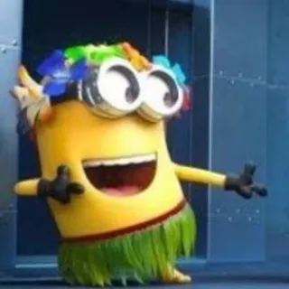 🕺 Minion Despicable Me minion, cartoon, funny, cute, character, hawaiian, lei, hula telegram sticker