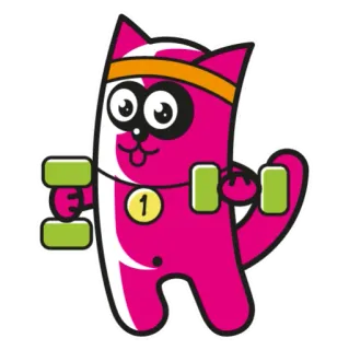 🏃 1 การ์ตูน, แมว, ฟิตเนส, ออกกำลังกาย, เวท, ยิม, กีฬา, ออกกำลัง telegram sticker
