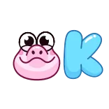 👌 OK ok, alphabet, letter, cartoon, bubble telegram sticker
