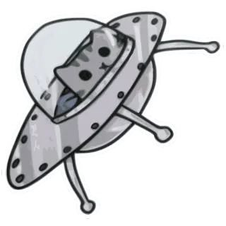 👽 gatto, alieno, astronave, cartoni animati, umorismo, animali telegram sticker
