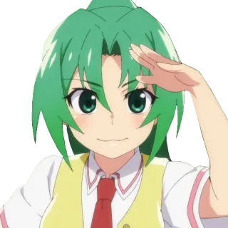 🧐 Mion Sonozaki Higurashi When They Cry anime, manga, Mion Sonozaki, Higurashi When They Cry, pelo verde, linda, saludo whatsapp sticker
