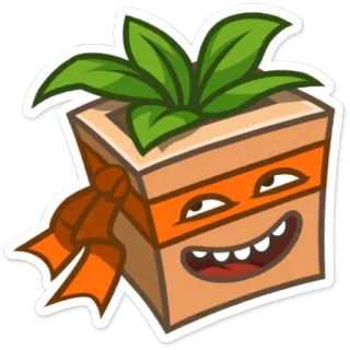 😀 Pflanze, Topf, lustig, Aufkleber, orange, Augen, lächelnd telegram sticker
