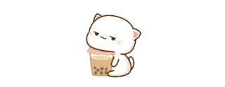 😒 고양이, 귀여운, 버블티, 카와이, 음료, 만화 telegram sticker
