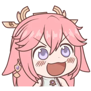 😀 Yae Miko Genshin Impact anime, character, game, pink hair, fox telegram sticker