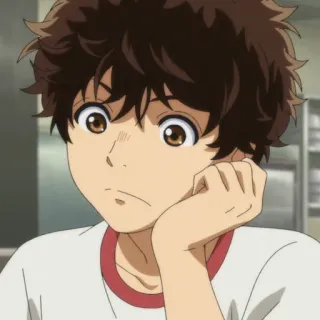 🙂 アニメ 男の子, ブルネット, 茶色の目, 漫画, キャラクター, アニメ whatsapp sticker