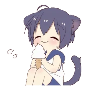 🍦 anime, cat, ice cream, cute, kawaii, chibi telegram sticker