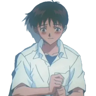 😔 Shinji Ikari Neon Genesis Evangelion Anime, Sedih, Seragam sekolah, Anak laki-laki telegram sticker