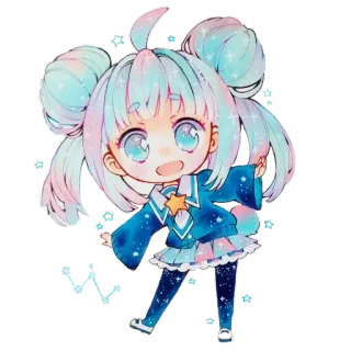✨ アニメ, ちび, 可愛い, かわいい, 漫画, 星, 漫画 telegram sticker