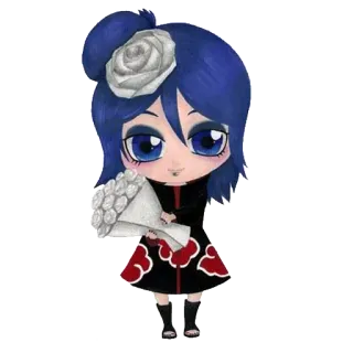 🌹 Konan Naruto Anime, Naruto, Konan, Chibi, Mono, Flor, Manga telegram sticker