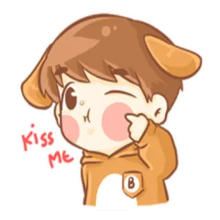 😘 Kiss ME beijo, fofo, adesivo, desenho animado, menino, amor, mensagem telegram sticker