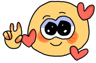 ✌ emoji, hearts, peace sign, cute, kawaii, love telegram sticker