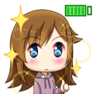 👍 Anime, Chibi, Kawaii, Voller Akku, Cartoon whatsapp sticker