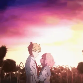 🍧 anime, couple, romance, sunset, animation, love, characters whatsapp sticker