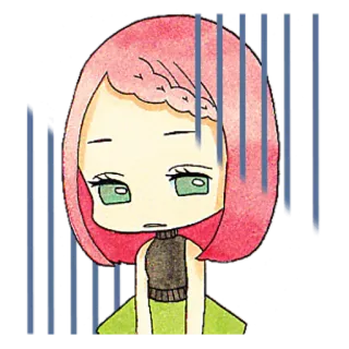 😒 Cartoon, Meisje, Verdrietig, Anime, Manga, Emotie telegram sticker