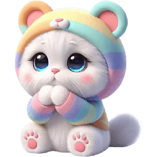 🥺 고양이, 새끼 고양이, 귀여운, 무지개, 카와이, 동물, 스티커 telegram sticker