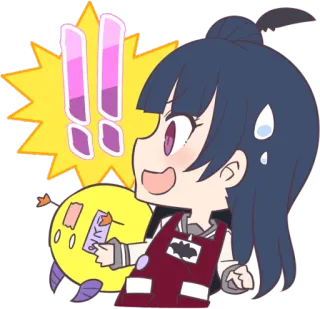 😅 Anime, Kreskówka, Słodkie, Kawaii, Wykrzyknik, Postać, Naklejka telegram sticker