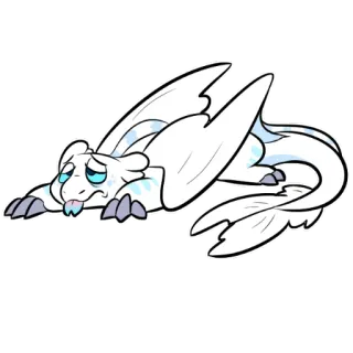 😔 dragon, fatigué, dessin animé, autocollant, fantaisie, créature telegram sticker