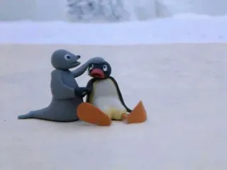 ❤ Pingu cartone animato, animazione in plastilina, pinguino, foca, triste, conforto whatsapp sticker