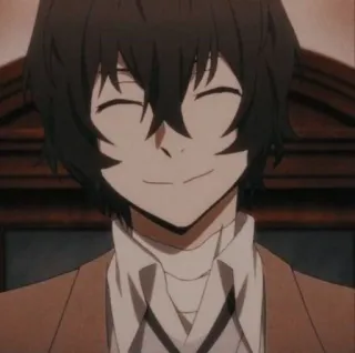 🥂 Osamu Dazai Bungou Stray Dogs Anime, Bungou Stray Dogs, Osamu Dazai, Dazai, Charakter, lächelnd, Fanart whatsapp sticker