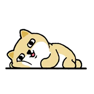 🙂 狗, 小狗, 躺着, 可爱, 卡通, 动物 whatsapp sticker