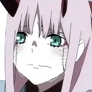 😖 Zero Two Darling in the Franxx Anime, Zero Two, Darling in the Franxx, traurig, weinen, emotional telegram sticker