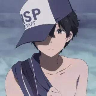 🖤 ISP STAFF Anime, Mâle, Staff, Chapeau, Garçon anime, Dessin animé telegram sticker