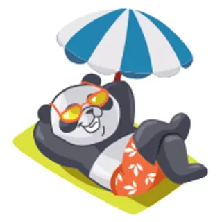 😌 panda, sunglasses, beach, summer, relaxation, animal telegram sticker