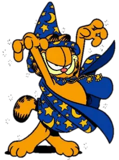 😃 Garfield garfield, gato, mago, estrelas, lua, magia telegram sticker