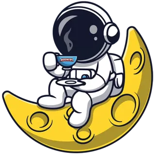 🌙 астронавт, луна, космос, кофе, звезды, космос telegram sticker