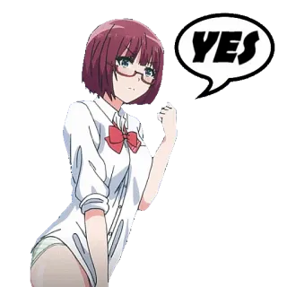 👍 YES 动漫, 是, 肯定, 同意, 卡通, 漫画, 女孩 telegram sticker