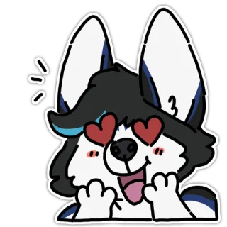 💕 furry, dog, cartoon, hearts, love, animal, cute whatsapp sticker