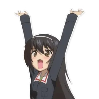 😝 Anime, Mädchen, glücklich, Schuluniform whatsapp sticker
