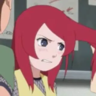 😡 Karin Naruto аниме, мультфильм, ниндзя, рыжие волосы, девушка, злая telegram sticker