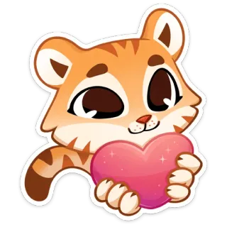 🐅 tiger, animal, heart, love, cute, cartoon telegram sticker