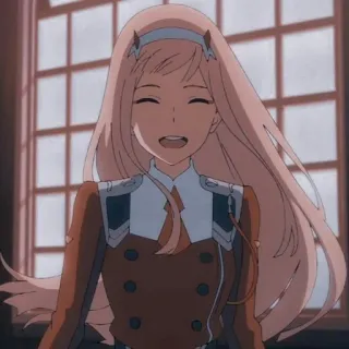 😁 Zero Two Darling in the Franxx Anime, blond, Zero Two, Darling in the Franxx, Charakter, lächelnd telegram sticker