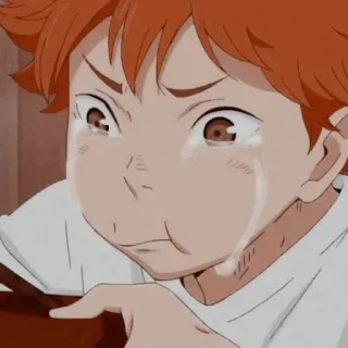 🎭 Hinata Shoyo Haikyuu anime, haikyuu, hinata shoyo, crying, sad telegram sticker