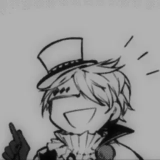 🎭 Anime, Manga, Charakter, Zylinder, Illustration, Monochrom telegram sticker