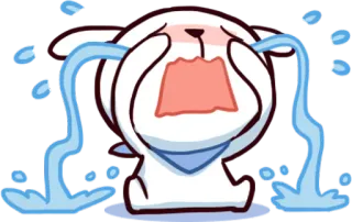 😭 weinen, traurig, Hase, Tränen, Cartoon, emotional telegram sticker