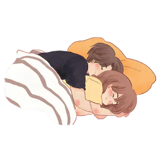 🤗 pasangan, tidur, pelukan, cinta, kasih sayang, imut, romansa telegram sticker
