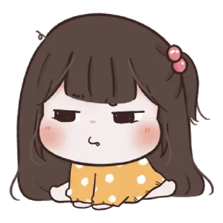 🤪 desenho animado, menina, fofo, chibi, kawaii, beicinho, expressão, adesivo telegram sticker