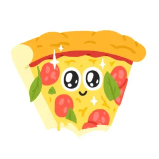 👼 pizza, makanan, imut, kawaii, kartun, potongan, pepperoni whatsapp sticker