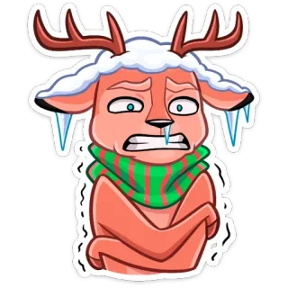 🥶 鹿, 冬, 寒い, マフラー, クリスマス, 雪 telegram sticker