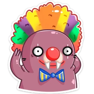 🤡 Clown, Monstre, Drôle, Dessin animé, Personnage, Illustration telegram sticker
