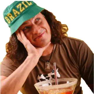 😏 BRAZIL мужчина, шляпа, Бразилия, коктейль, портрет telegram sticker