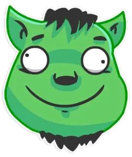 😵 モンスター, 緑, アニメ, かわいい, キャラクター, 顔, 生き物 telegram sticker