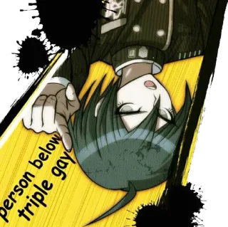 🚹 person below triple gay offensant, mème, lgbtq, texte, dessin animé telegram sticker